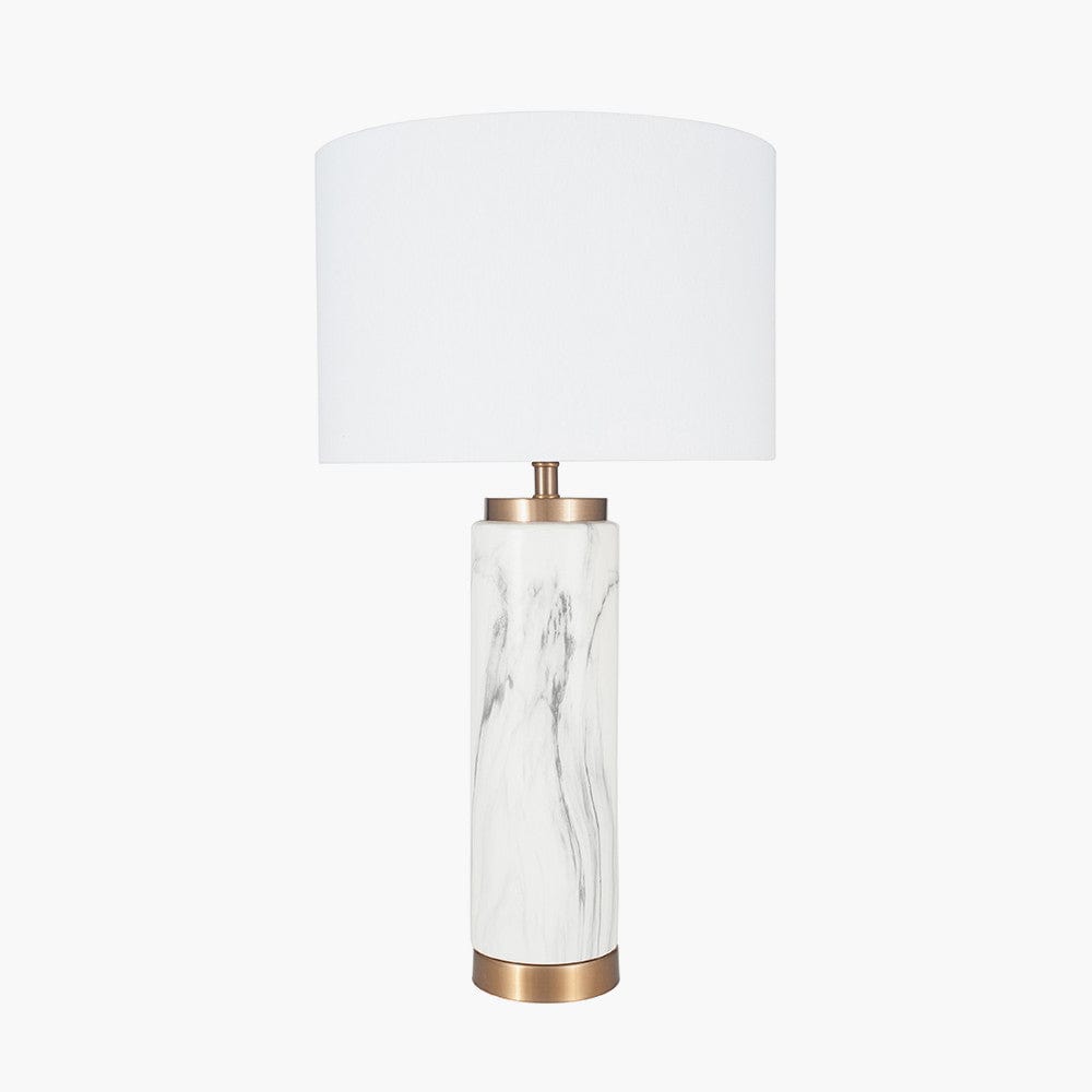 Pacific Lifestyle Lighting Carrara Marble Effect Ceramic Tall Table Lamp House of Isabella UK