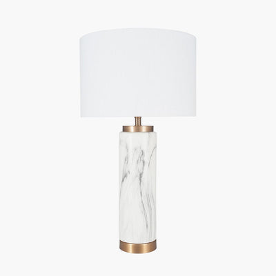 Pacific Lifestyle Lighting Carrara Marble Effect Ceramic Tall Table Lamp House of Isabella UK