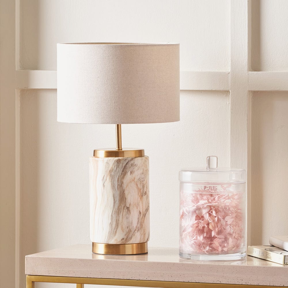 Carrara Natural Stone Effect Ceramic Table Lamp.