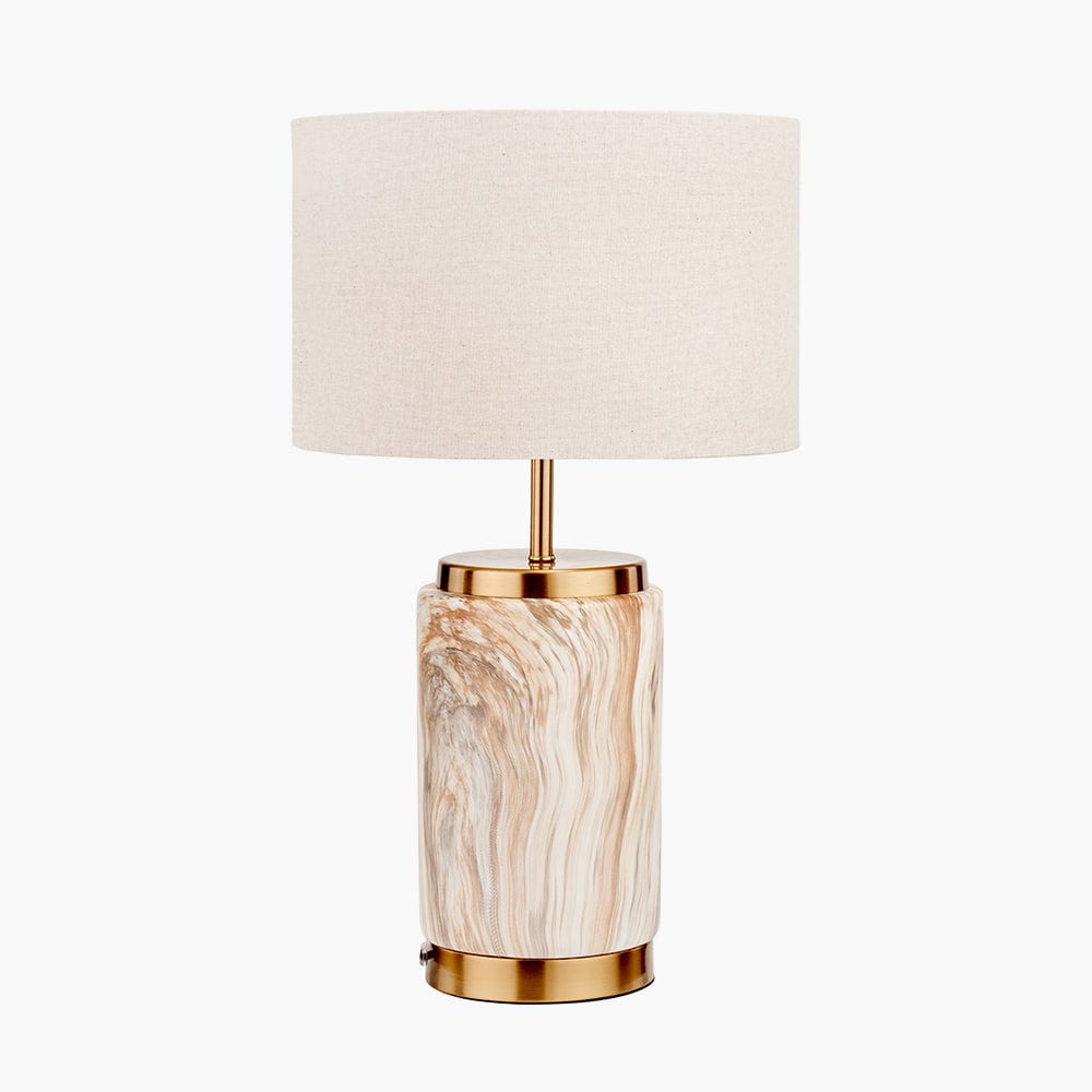 Carrara Natural Stone Effect Ceramic Table Lamp.