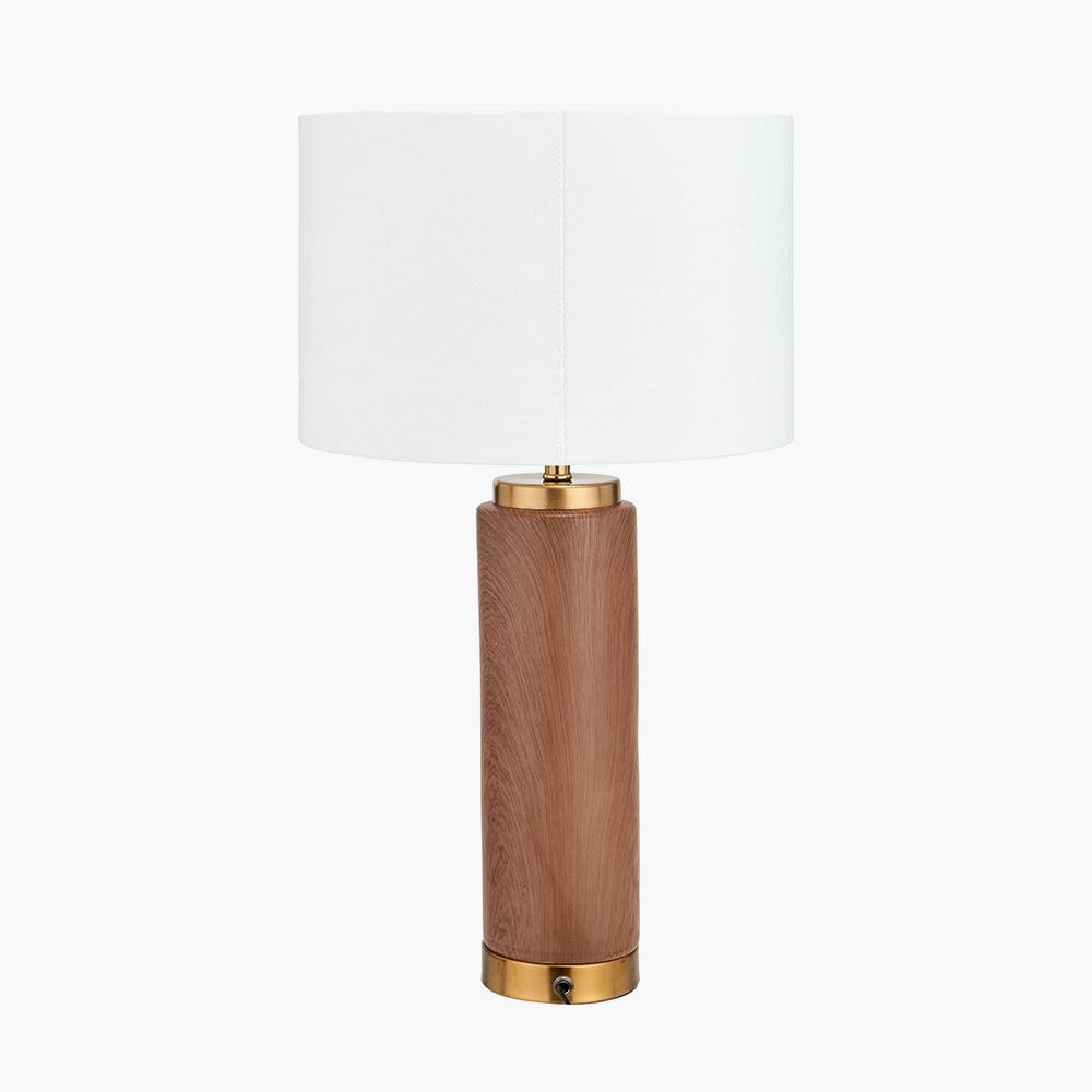 Carrara Wood Effect Ceramic Tall Table Lamp.