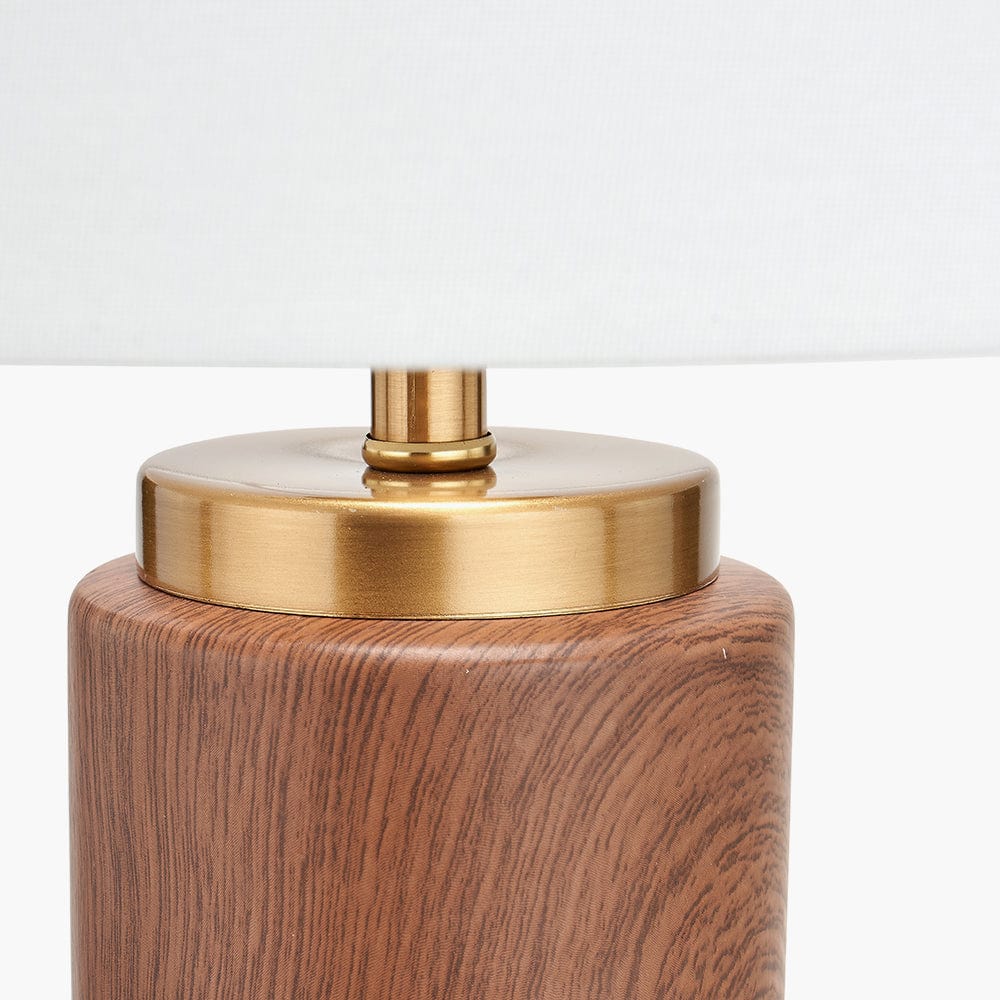 Carrara Wood Effect Ceramic Tall Table Lamp.