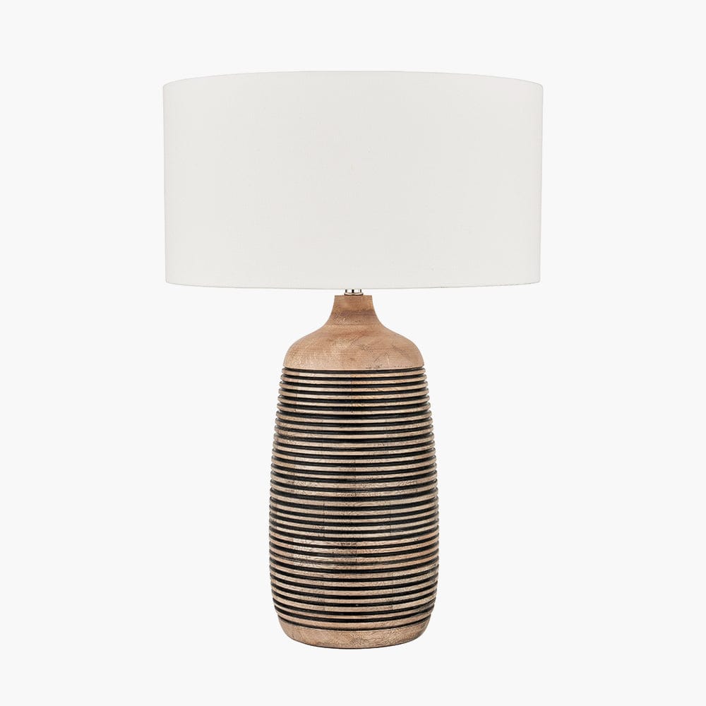 Caspian Natural Mango Wood Grooved Table Lamp.
