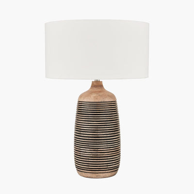 Pacific Lifestyle Lighting Caspian Natural Mango Wood Grooved Table Lamp House of Isabella UK