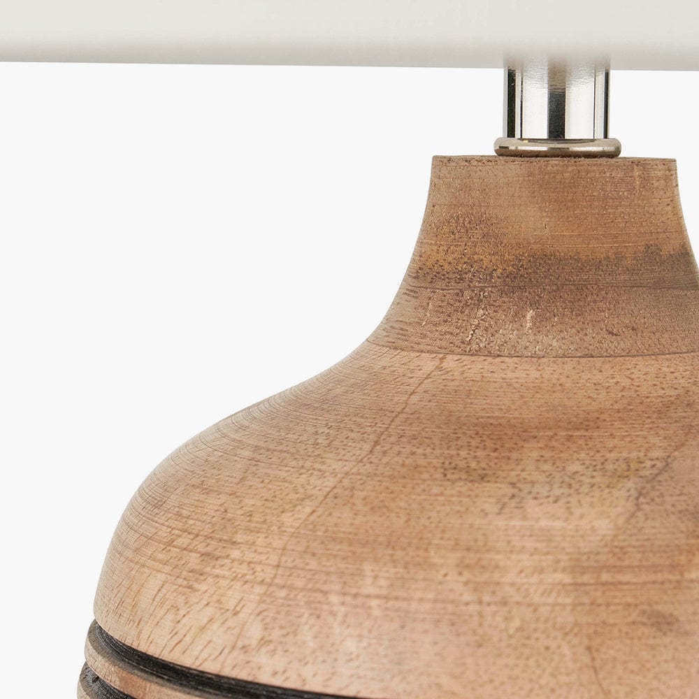 Caspian Natural Mango Wood Grooved Table Lamp.