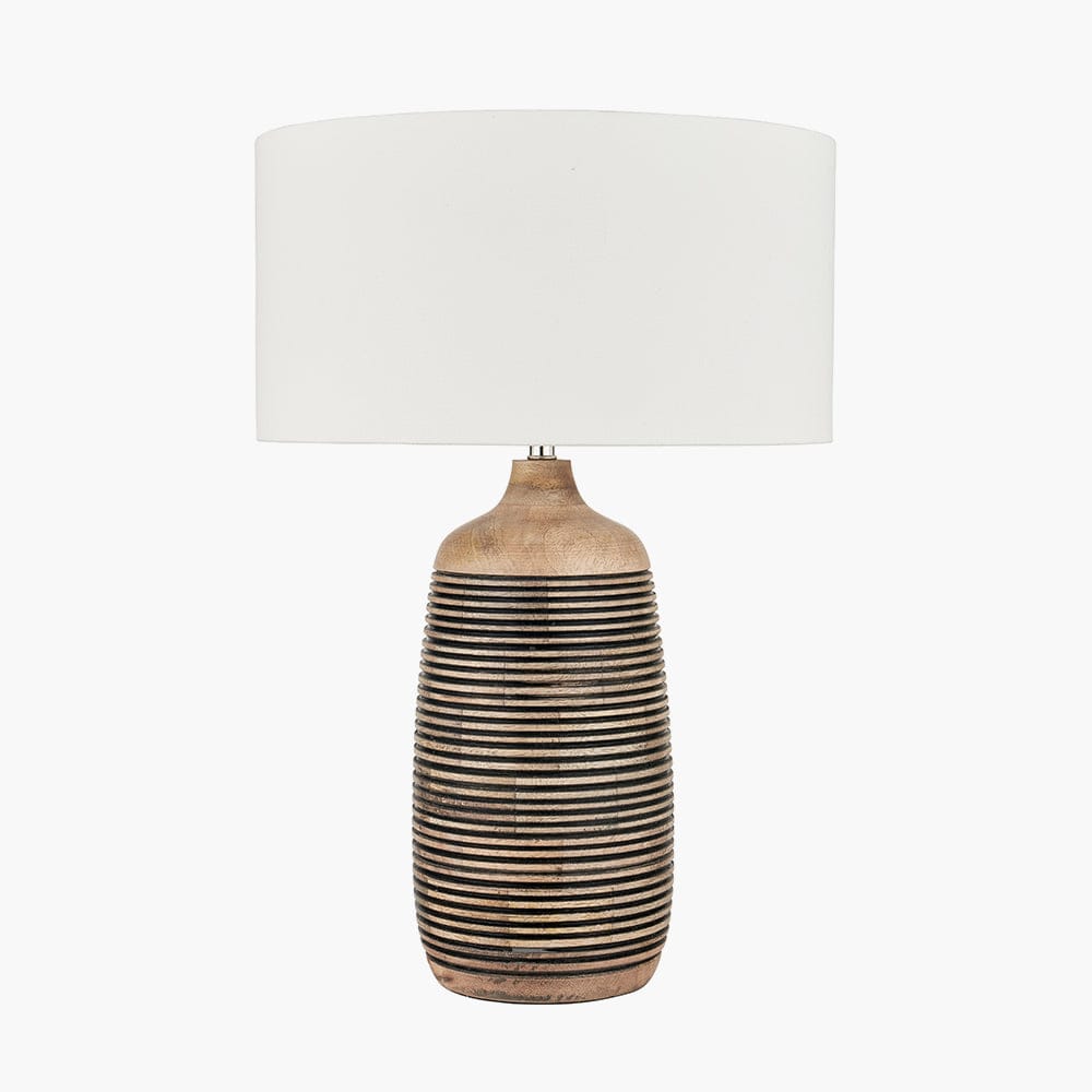 Pacific Lifestyle Lighting Caspian Natural Mango Wood Grooved Table Lamp House of Isabella UK