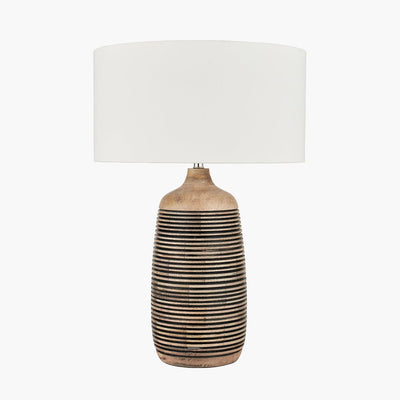 Pacific Lifestyle Lighting Caspian Natural Mango Wood Grooved Table Lamp House of Isabella UK