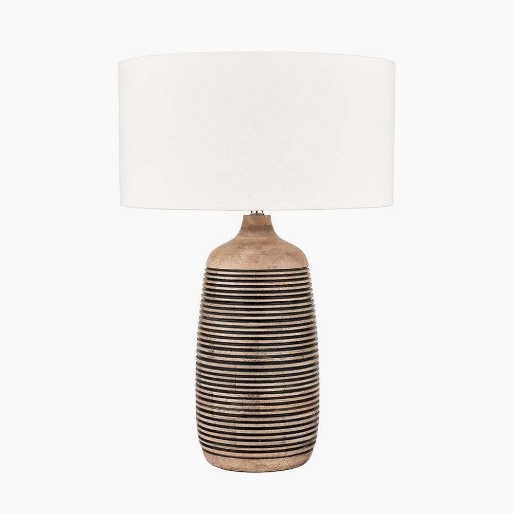 Caspian Natural Mango Wood Grooved Table Lamp.