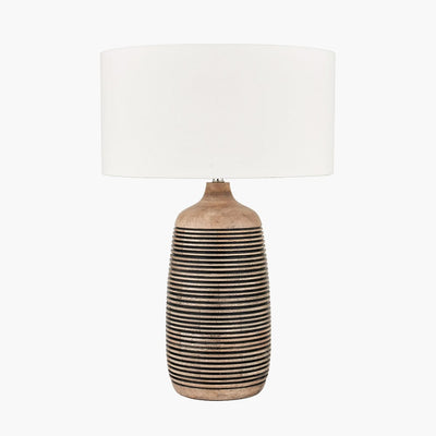 Pacific Lifestyle Lighting Caspian Natural Mango Wood Grooved Table Lamp House of Isabella UK