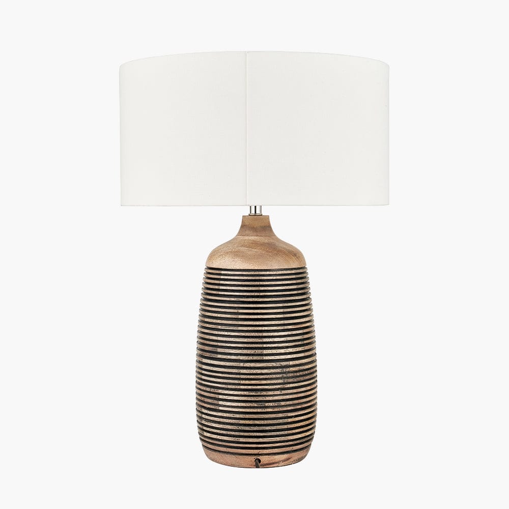 Caspian Natural Mango Wood Grooved Table Lamp.