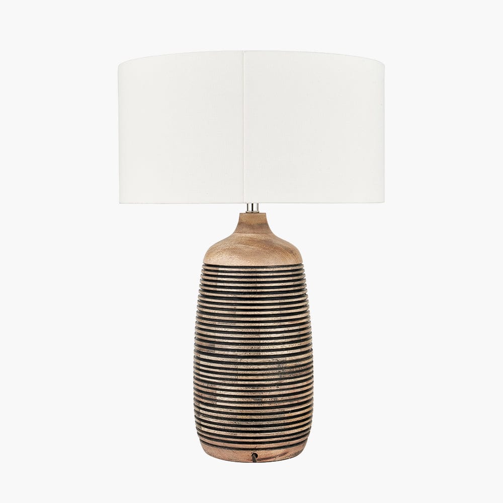 Pacific Lifestyle Lighting Caspian Natural Mango Wood Grooved Table Lamp House of Isabella UK