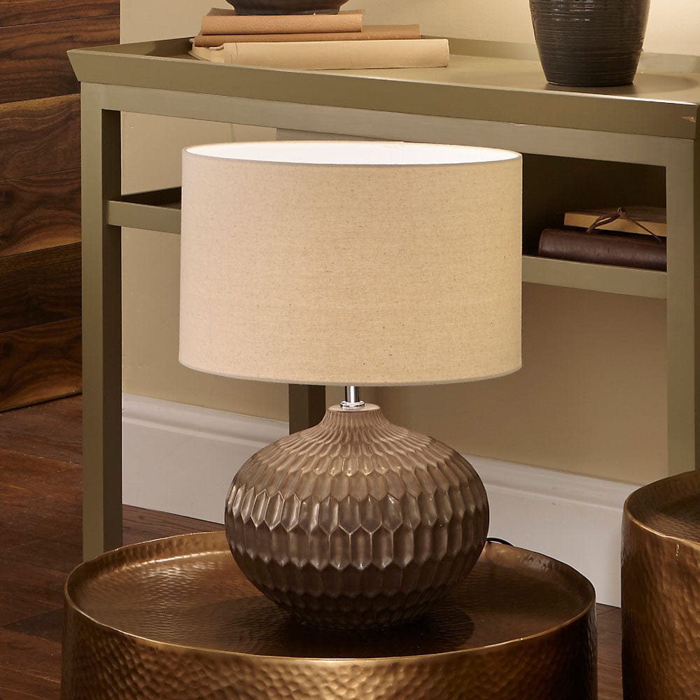 Cassius Bronze Textured Glazed Ceramic Table Lamp.