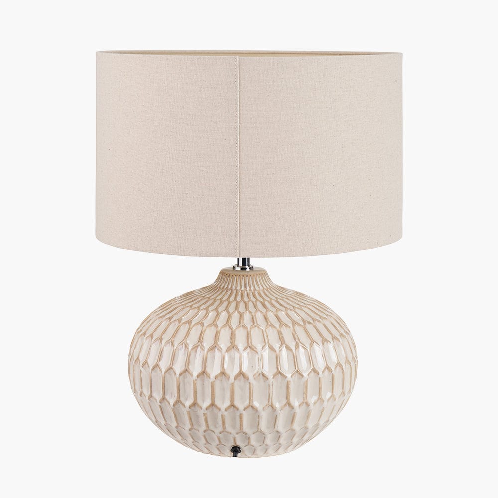 Cassius Warm White Textured Glazed Ceramic Table Lamp.