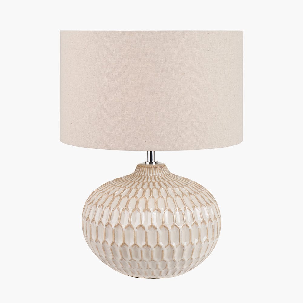 Cassius Warm White Textured Glazed Ceramic Table Lamp.