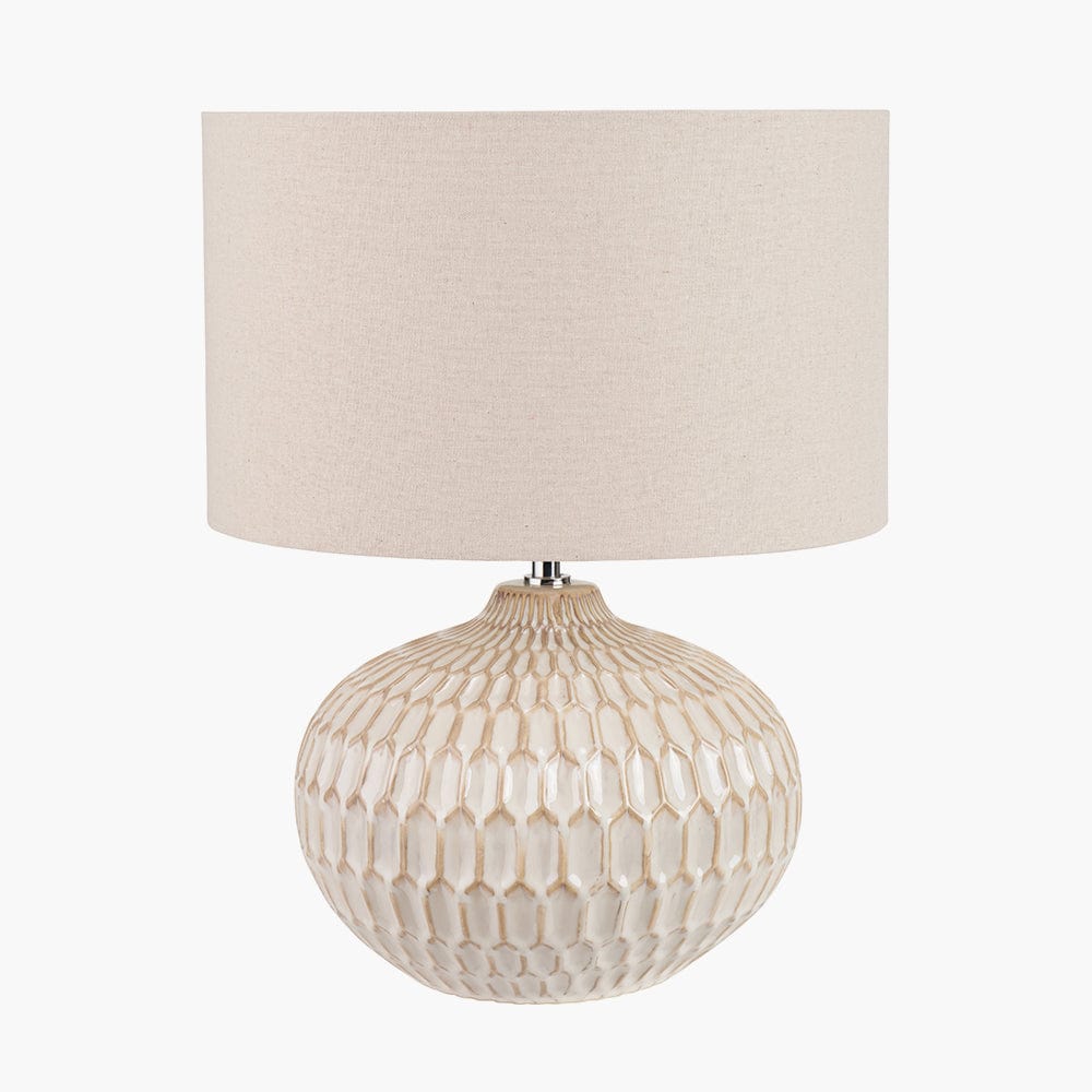 Cassius Warm White Textured Glazed Ceramic Table Lamp.