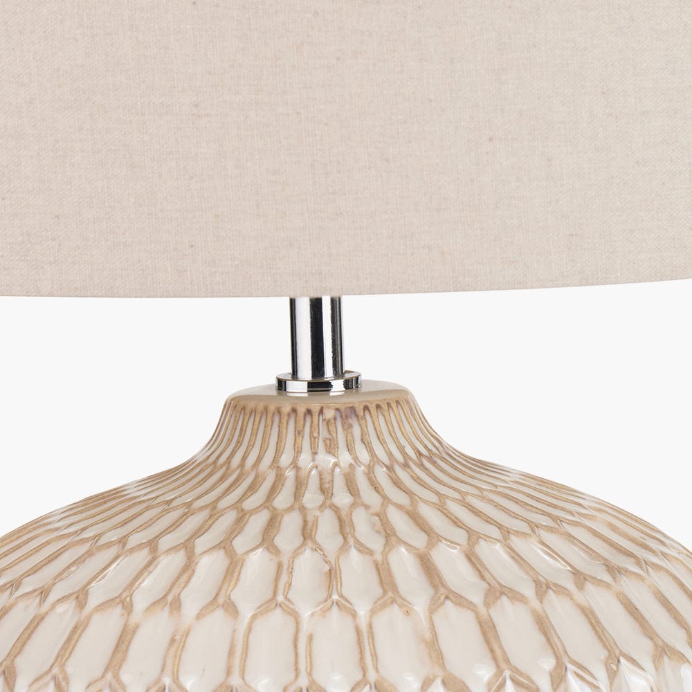 Cassius Warm White Textured Glazed Ceramic Table Lamp.