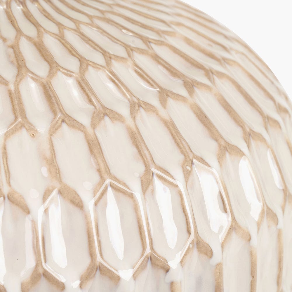 Cassius Warm White Textured Glazed Ceramic Table Lamp.