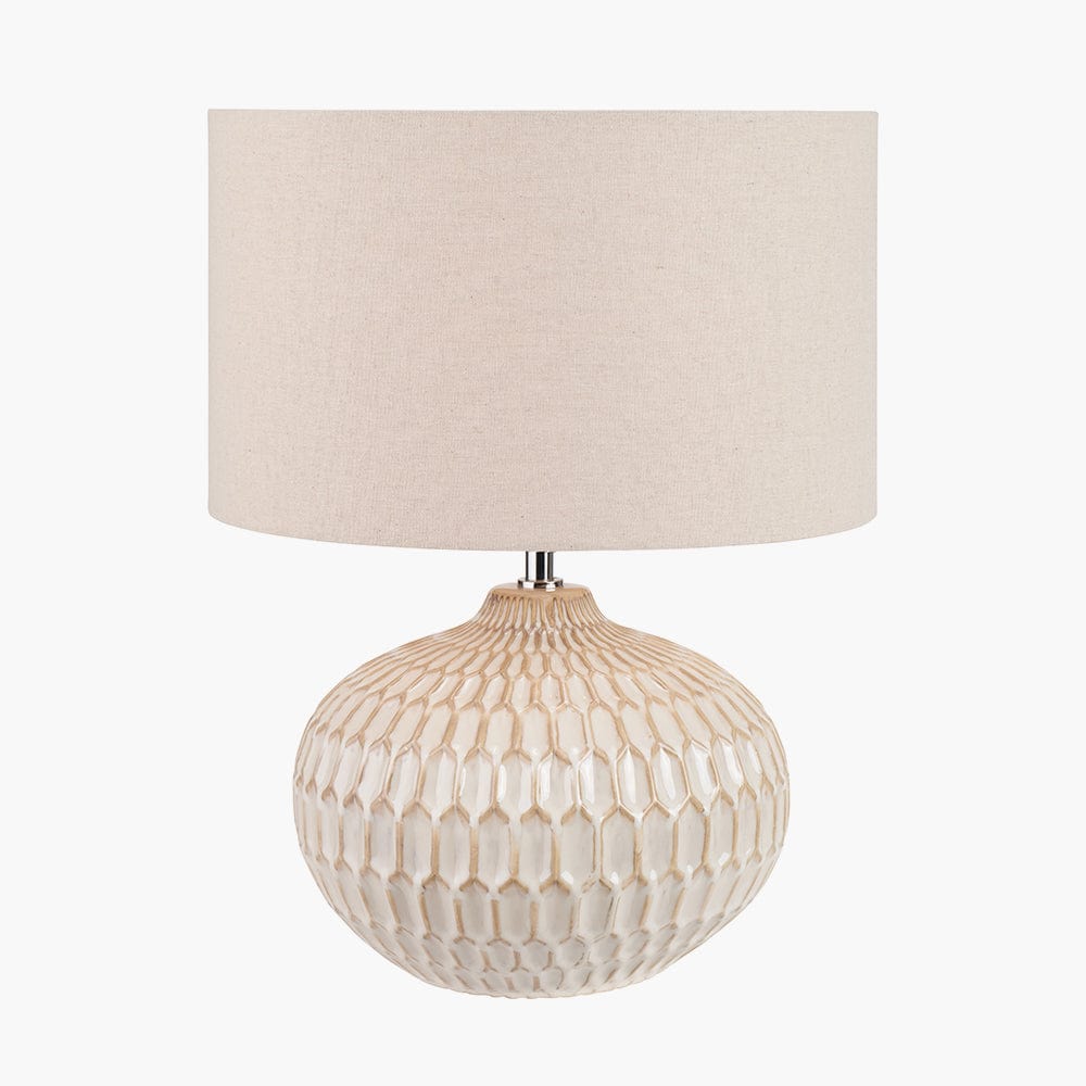 Cassius Warm White Textured Glazed Ceramic Table Lamp.