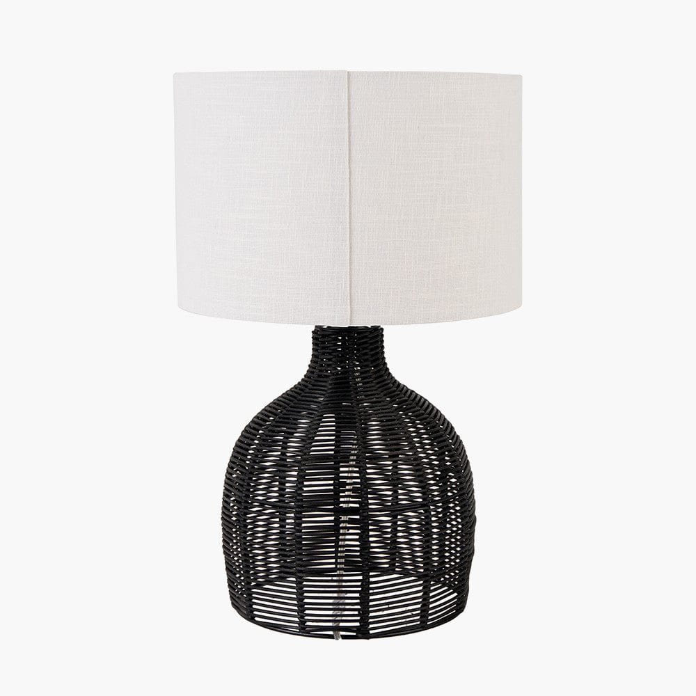 Caswell Black Rattan Cloche Table Lamp.