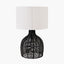 Caswell Black Rattan Cloche Table Lamp.