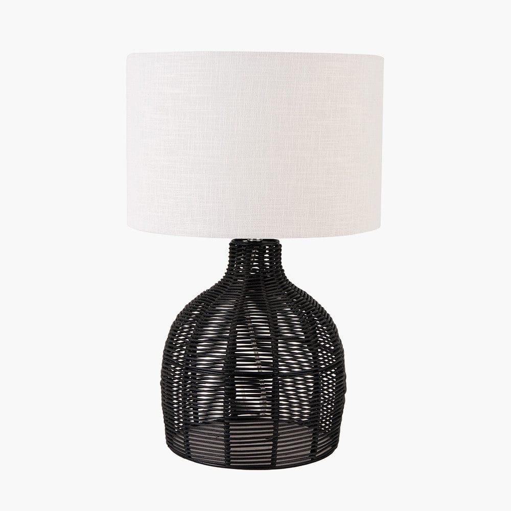 Caswell Black Rattan Cloche Table Lamp.
