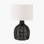 Caswell Black Rattan Cloche Table Lamp.