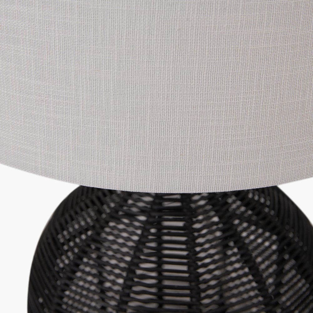Caswell Black Rattan Cloche Table Lamp.