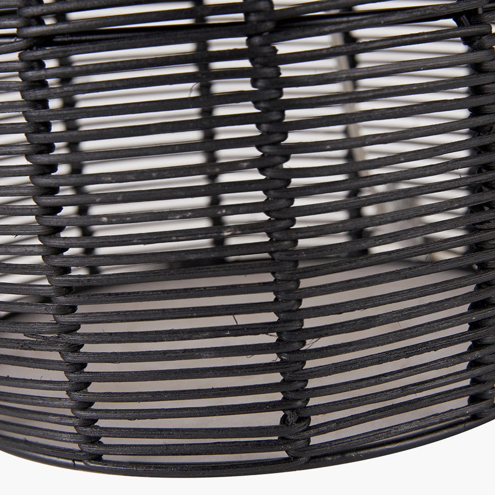 Caswell Black Rattan Cloche Table Lamp.