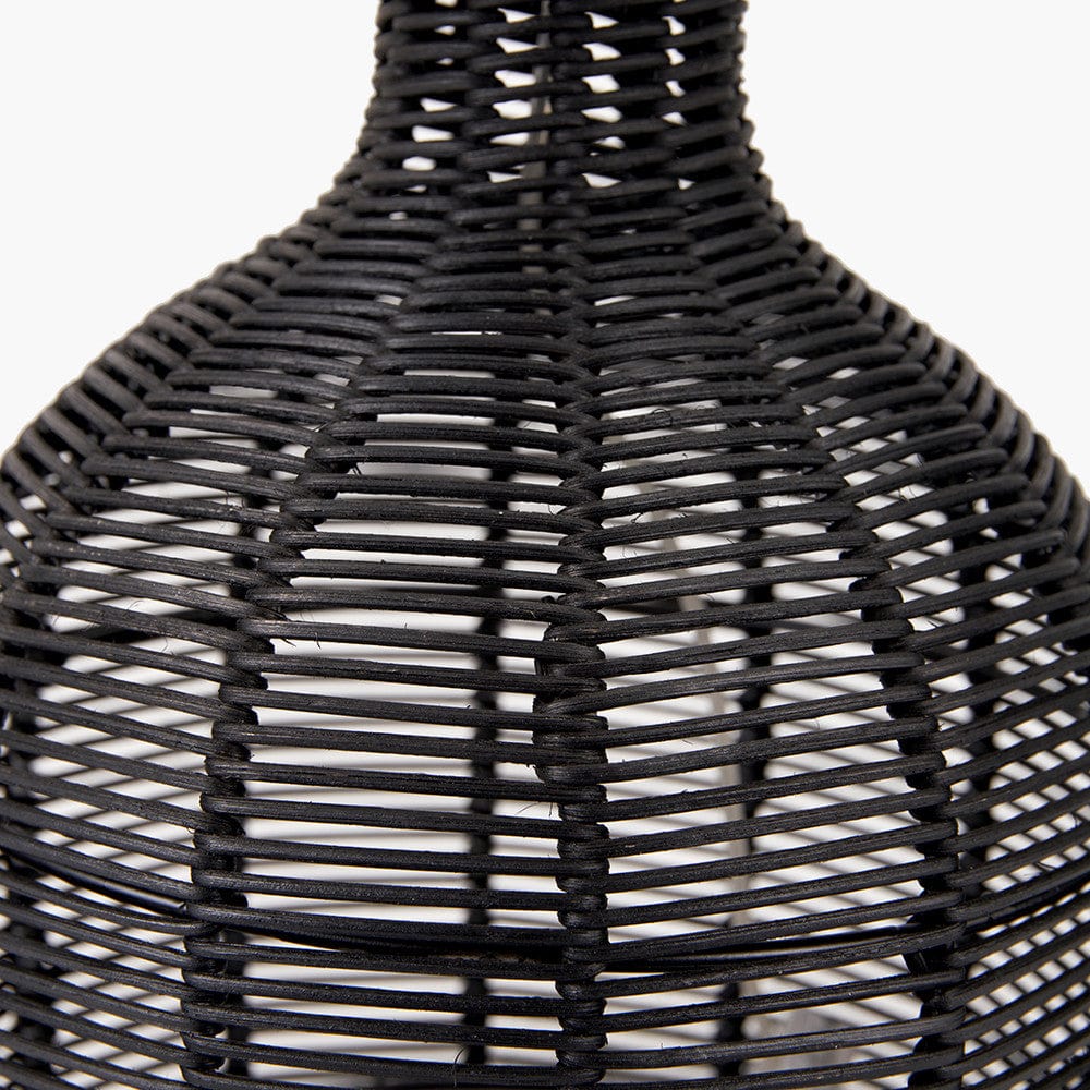 Caswell Black Rattan Cloche Table Lamp.