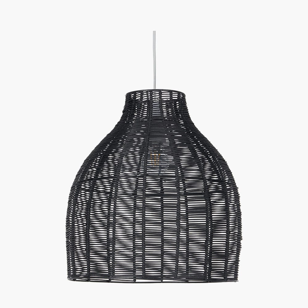 Caswell Black Rattan Coche Pendant.