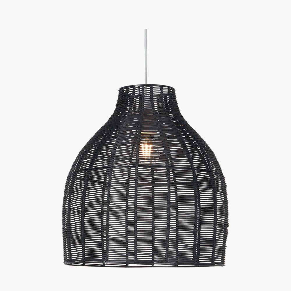 Caswell Black Rattan Coche Pendant.
