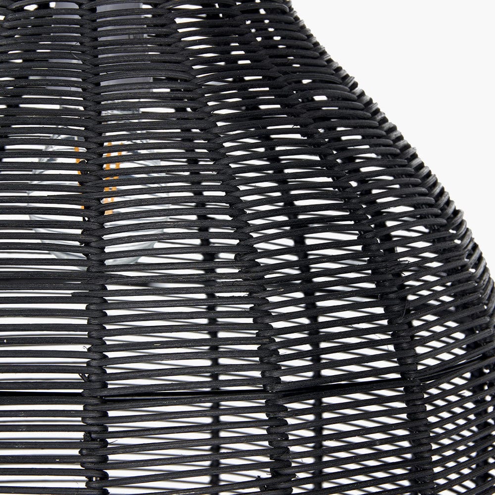 Caswell Black Rattan Coche Pendant.