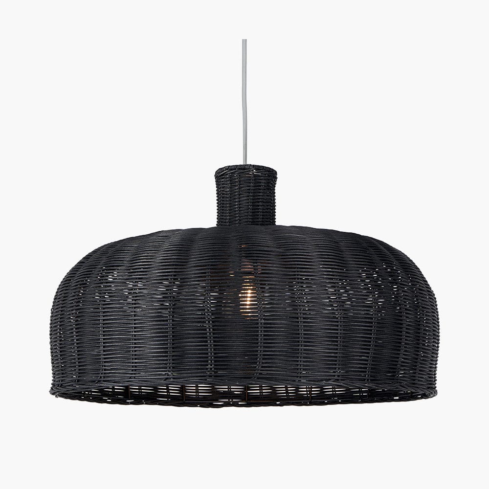 Caswell Black Rattan Dome Pendant.