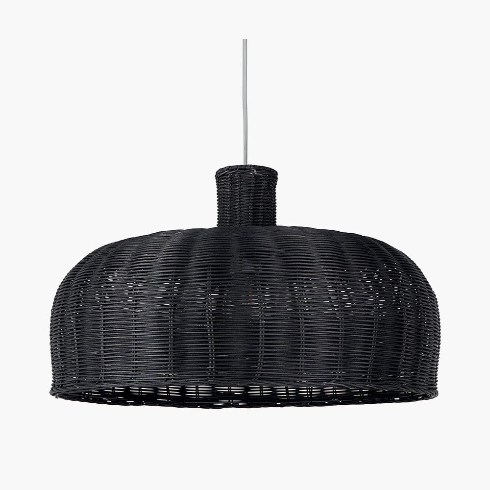 Caswell Black Rattan Dome Pendant.
