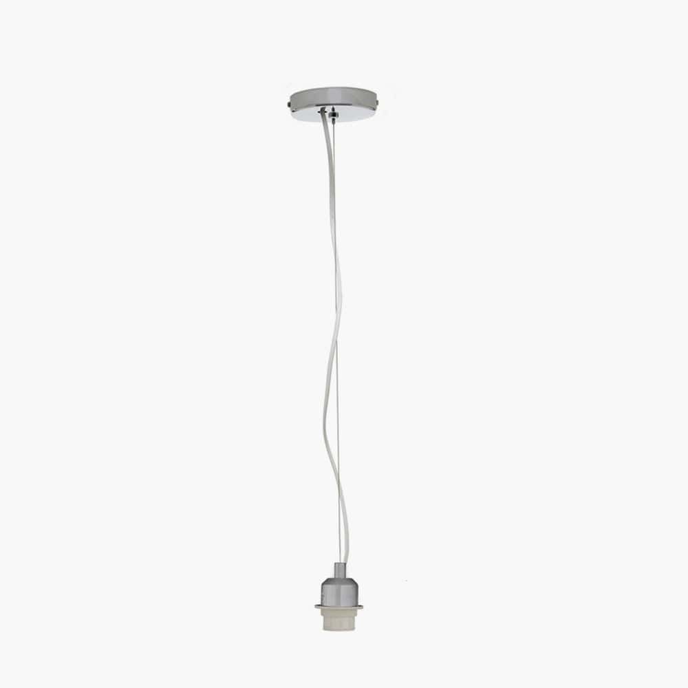 Caswell Natural Rattan Dome Pendant with Brushed Chrome Ceiling Fitting E27.