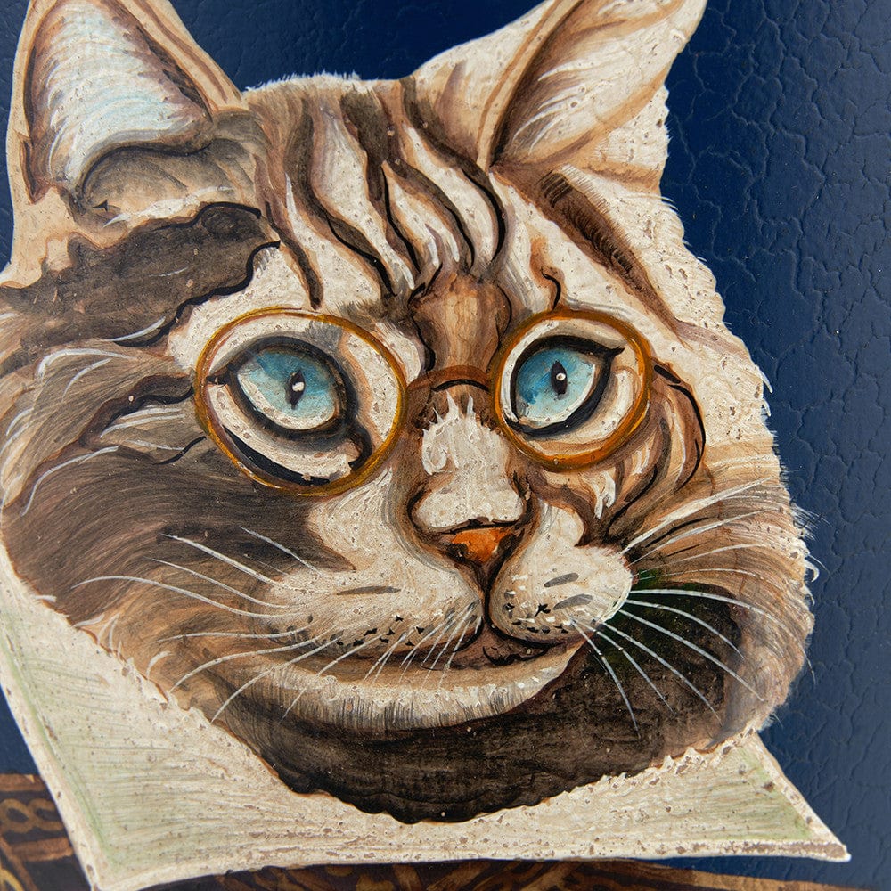 Cat Blue Hand Painted Metal Table Lamp.