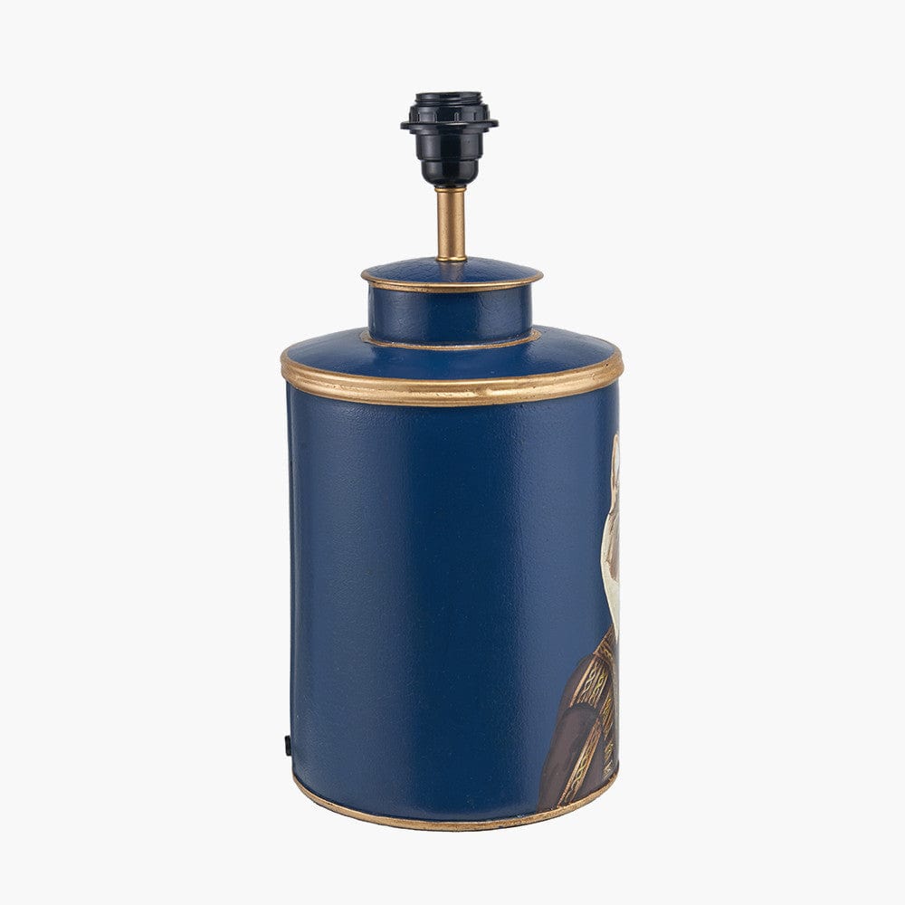 Cat Blue Hand Painted Metal Table Lamp.