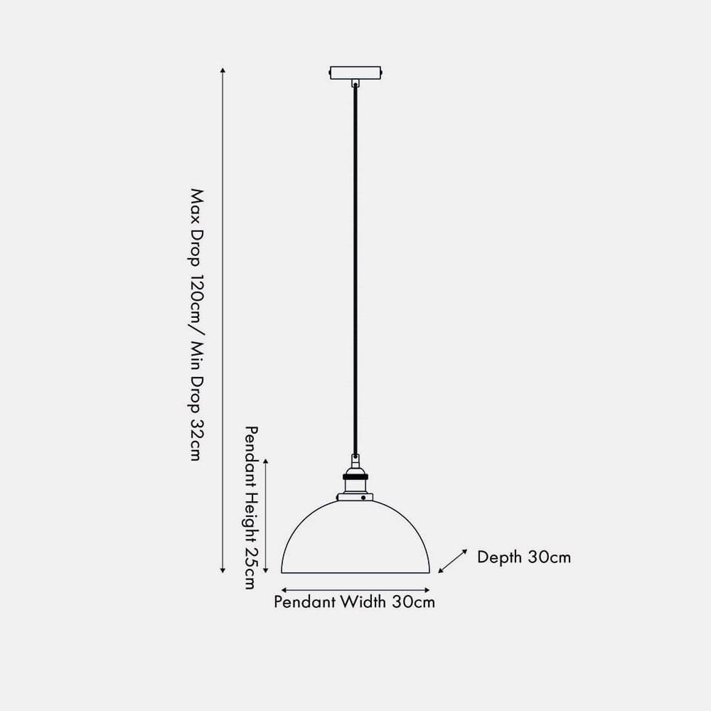 Cecilia Antique Silver Metal and Clear Glass Dome Pendant.