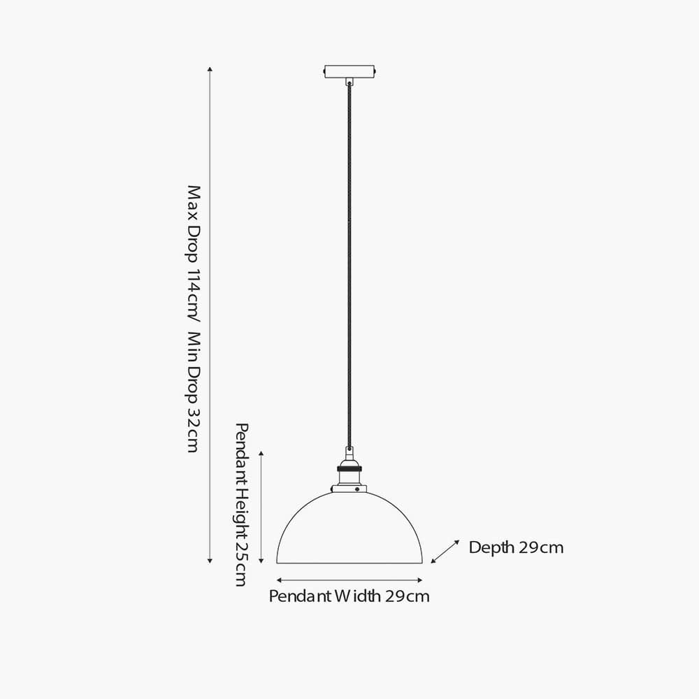 Cecilia Antique Silver Metal and Lustre Glass Dome Pendant.