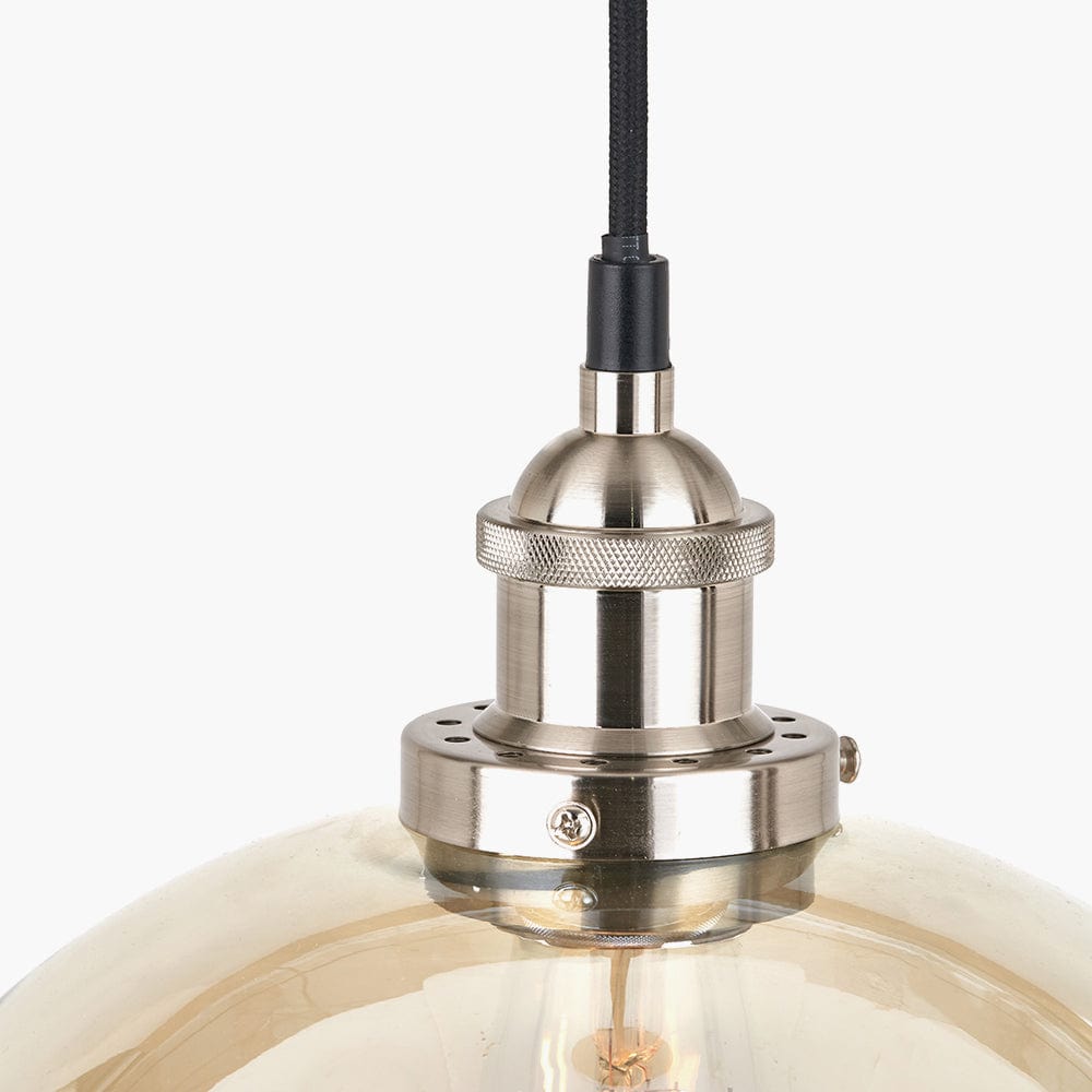 Cecilia Antique Silver Metal and Lustre Glass Dome Pendant.