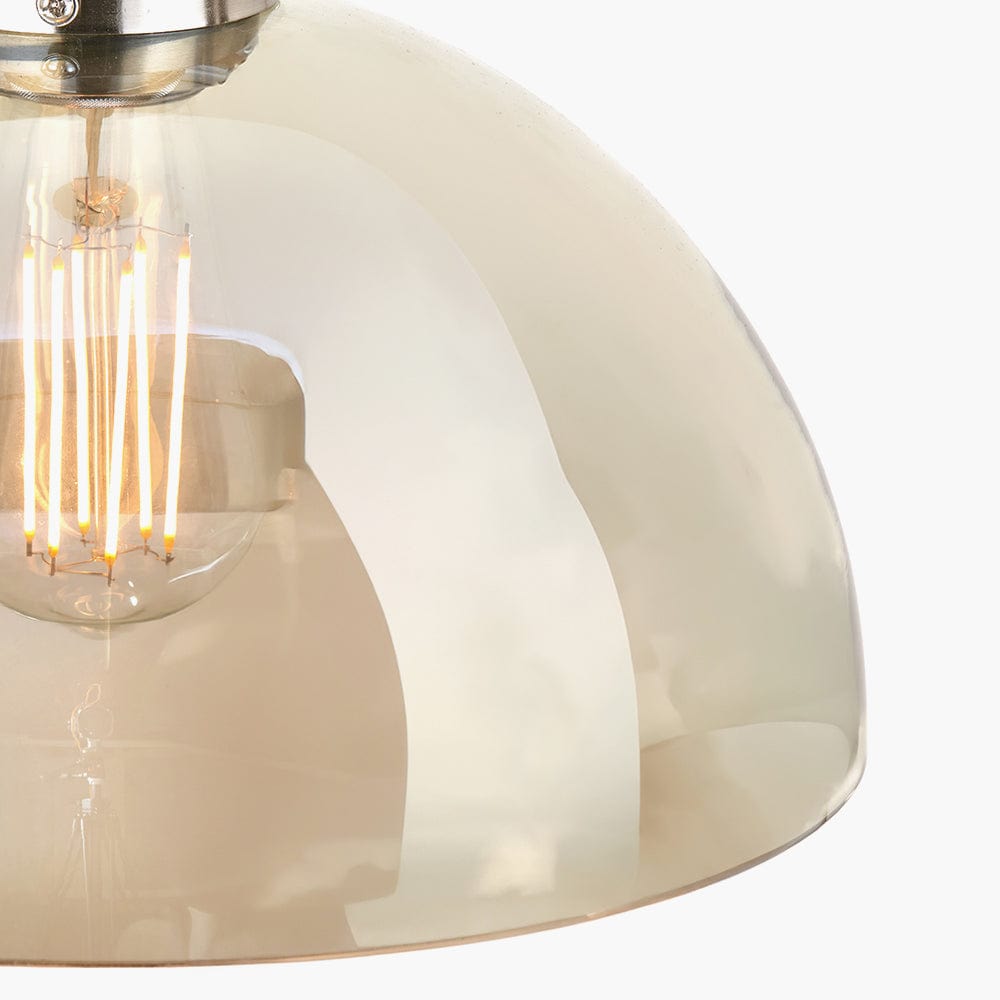 Cecilia Antique Silver Metal and Lustre Glass Dome Pendant.