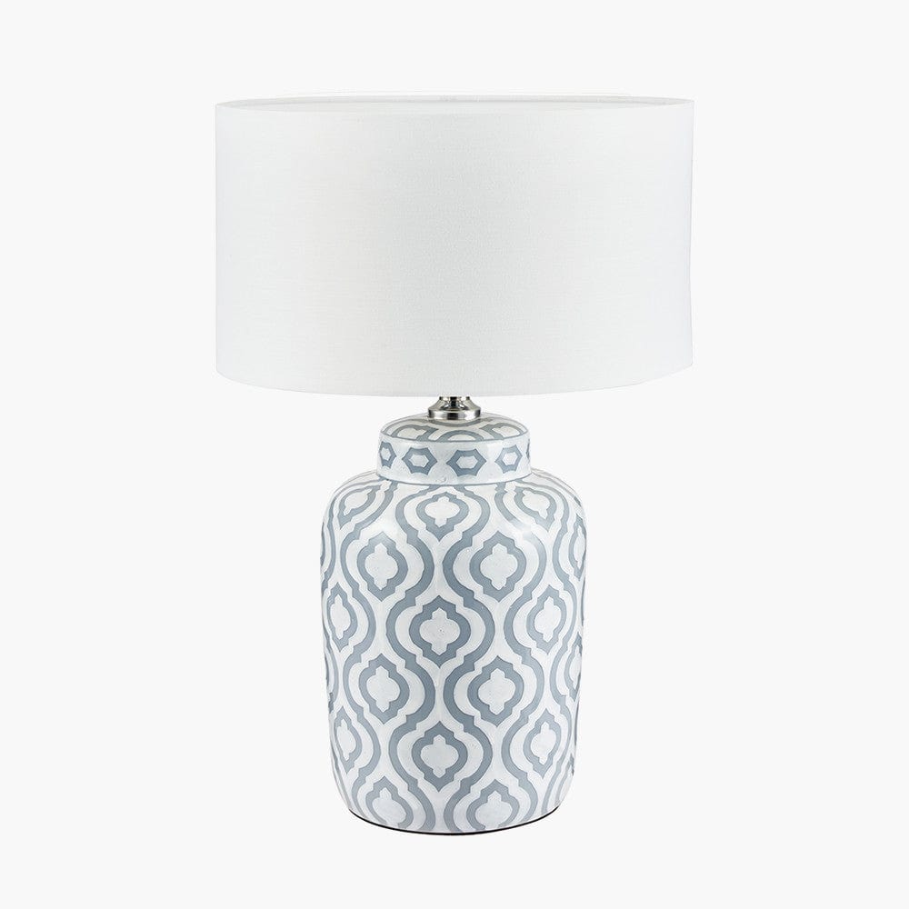 Pacific Lifestyle Lighting Celia Grey and White Pattern Ceramic Table Lamp - Base Only House of Isabella UK