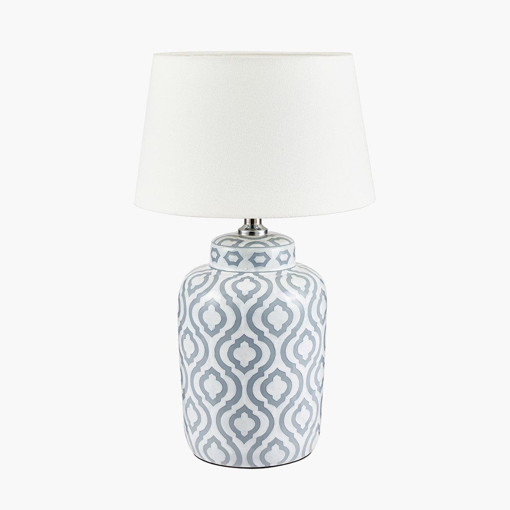 Celia Grey and White Pattern Ceramic Table Lamp - Base Only.