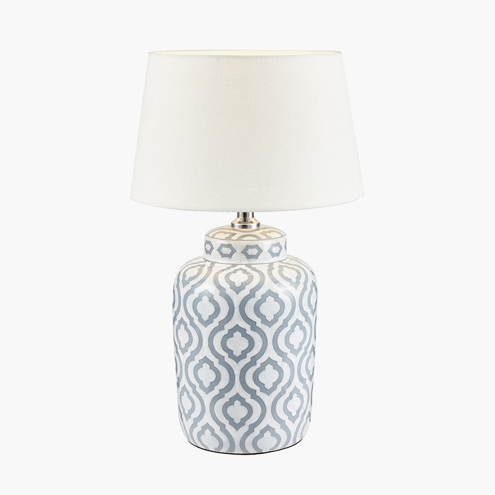 Celia Grey and White Pattern Ceramic Table Lamp - Base Only.