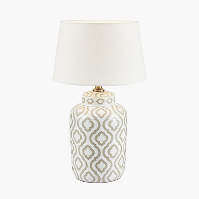 Pacific Lifestyle Lighting Celia Taupe and White Pattern Ceramic Table Lamp - Base Only House of Isabella UK