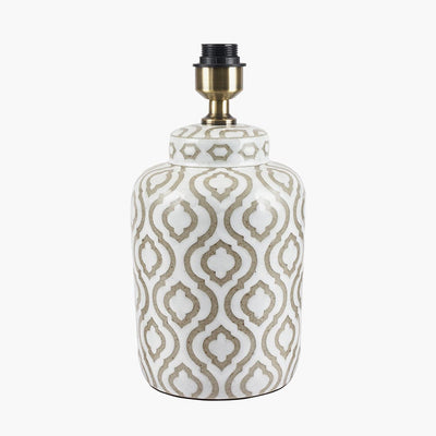 Pacific Lifestyle Lighting Celia Taupe and White Pattern Ceramic Table Lamp - Base Only House of Isabella UK