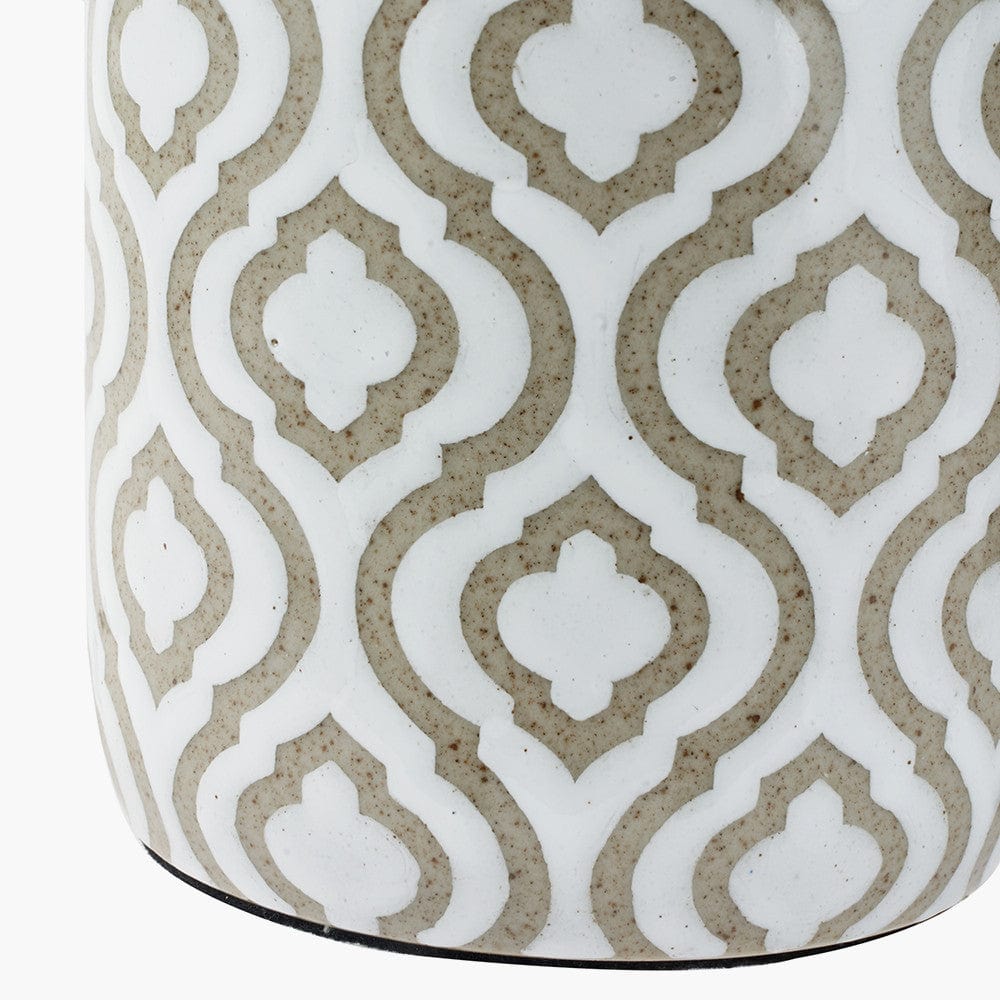 Pacific Lifestyle Lighting Celia Taupe and White Pattern Ceramic Table Lamp - Base Only House of Isabella UK