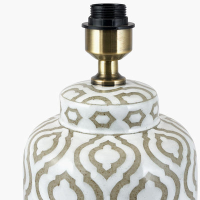 Pacific Lifestyle Lighting Celia Taupe and White Pattern Ceramic Table Lamp - Base Only House of Isabella UK