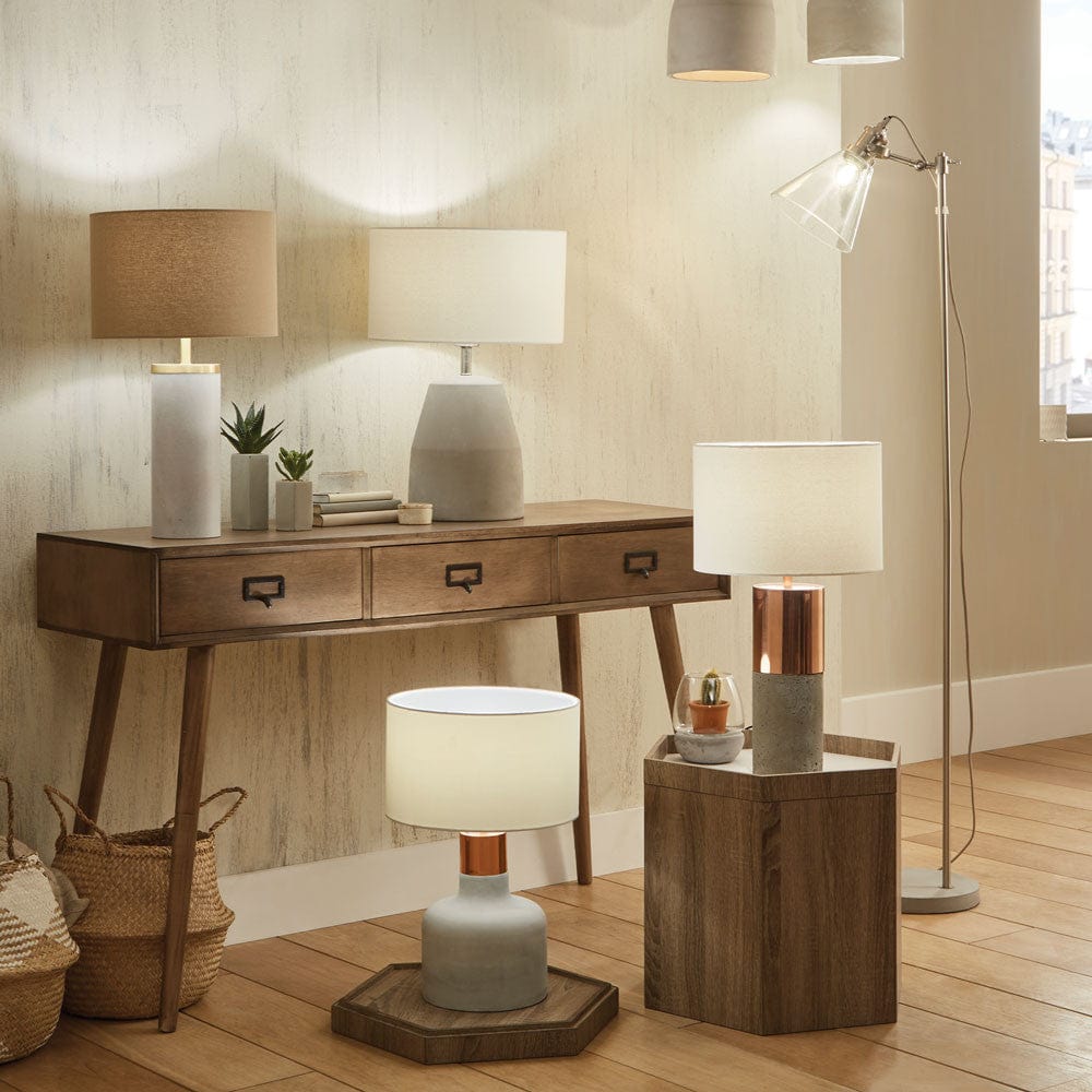 Chaplin Concrete and Brushed Chrome Floor Lamp.