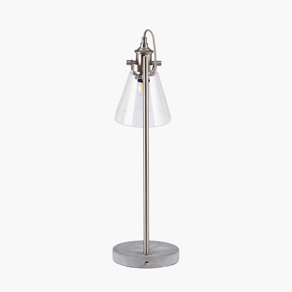 Chaplin Concrete, Chrome and Glass Table Lamp.